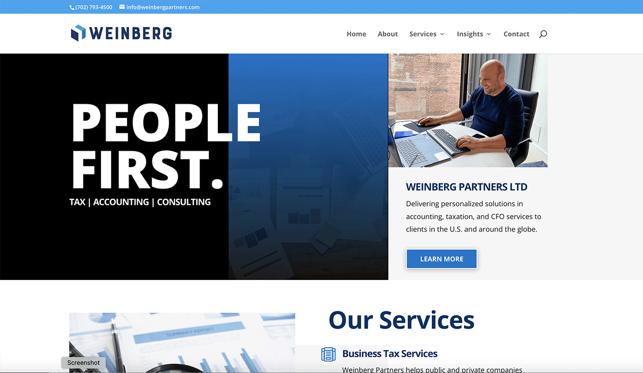 WP-homepage Weinberg Partners homepage