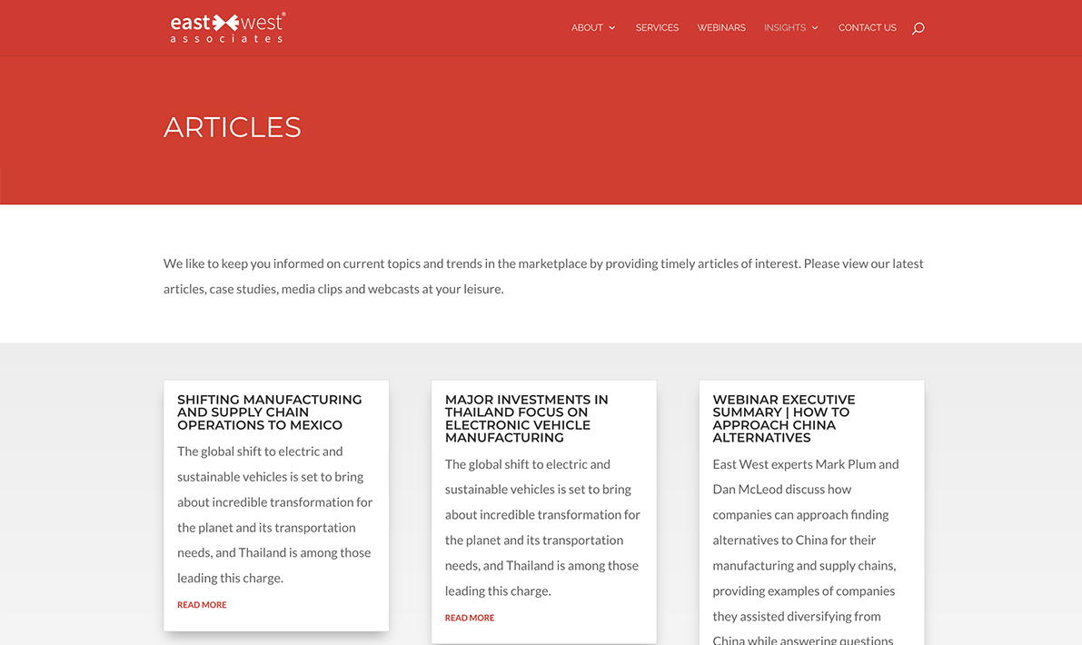 East West Associates Articles