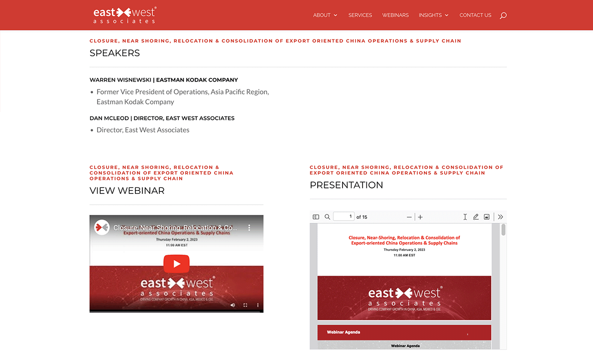 East West Webinars